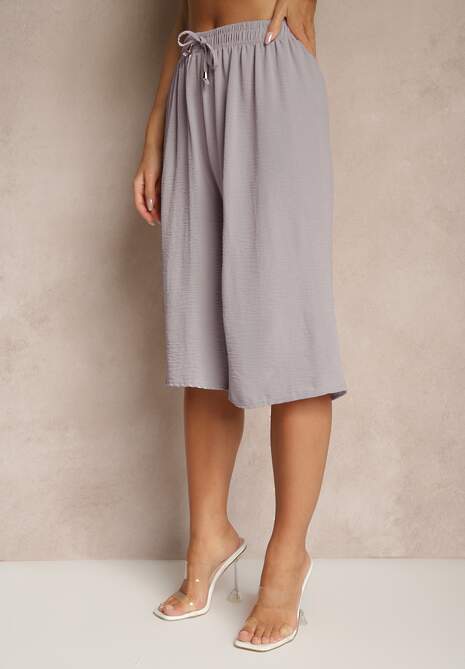 Szare Spodnie Kuloty z Bawełną High Waist Azetia 4