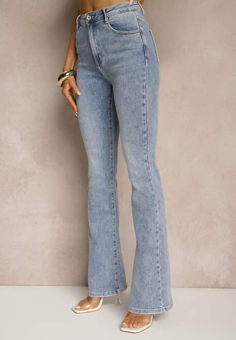 Niebieskie Klasyczne Jeansy Flare Regular Waist Neliovia 4