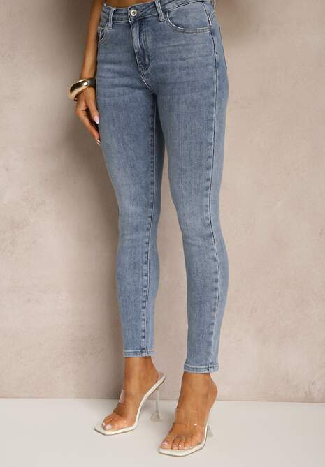 Niebieskie Jeansy Skinny Regular Waist Tolilune 4