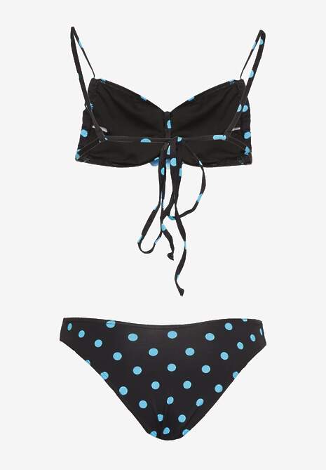Jasnoniebieskie Bikini w Grochy z Kwiatowymi Aplikacjami Biustonosz i Figi Loritia 6