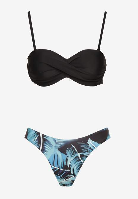 Czarne Bikini 3-częściowe Biustonosz z Wiązaniem Majtki Figi i Bokserki Vinalle 6