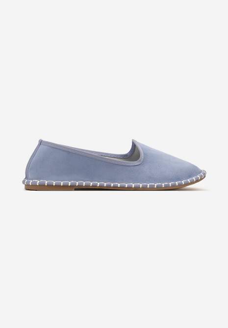 Jasnoniebieskie Casualowe Espadryle z Imitacji Zamszu z Ozdobnymi Przeszyciami Praffia 4