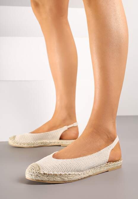 Beżowe Sandały Espadryle Slingback Ozdobione Plecionką Addiena