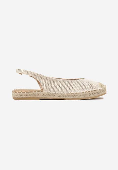 Beżowe Sandały Espadryle Slingback Ozdobione Plecionką Addiena 4