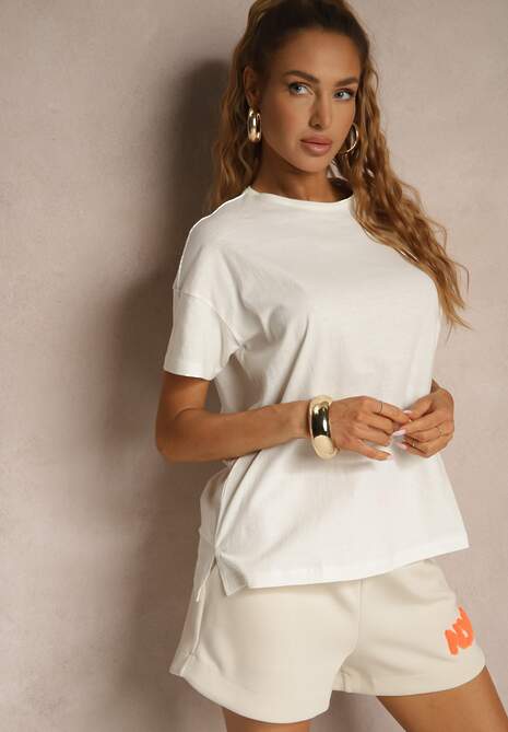 Beżowy Bawełniany T-shirt o Kroju Oversize Zilona 4