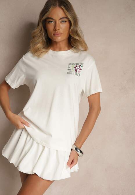 Biały T-shirt z Bawełny o Kroju Oversize Fillinea 4