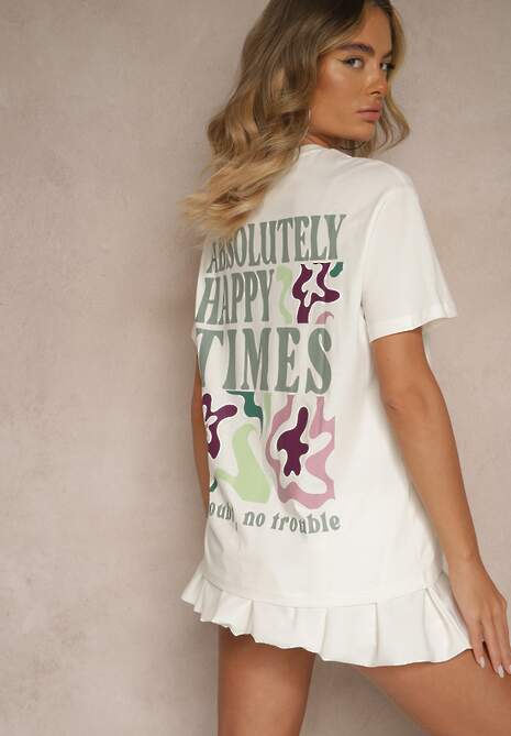 Biały T-shirt z Bawełny o Kroju Oversize Fillinea