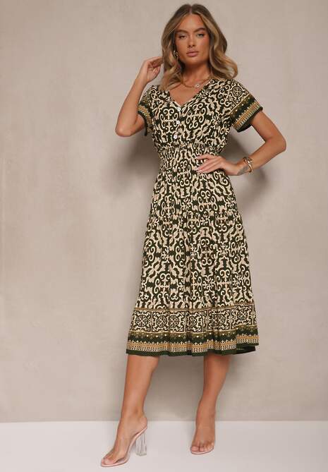 Rochie Natifarela Verde cu bej 4