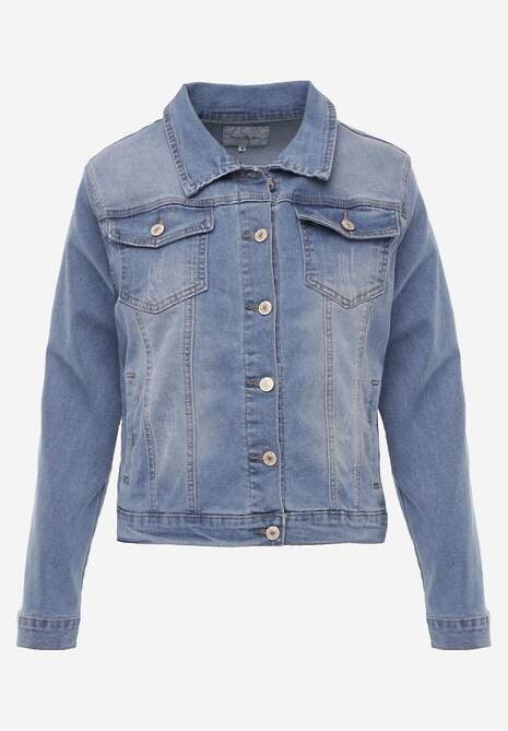 Jasnoniebieska Klasyczna Kurtka Jeansowa z Guzikami Ivonelle 6