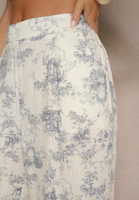 Beżowe Spodnie z Bawełny o Szerokim Kroju High Waist Tilressa 5