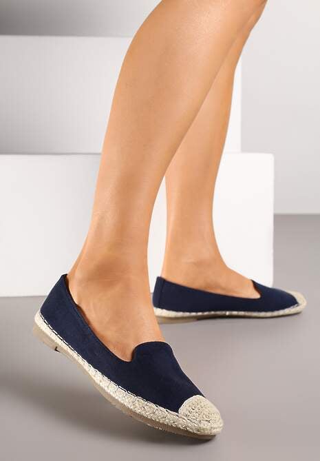 Granatowe Espadryle z Motywem Plecionki Ralomea