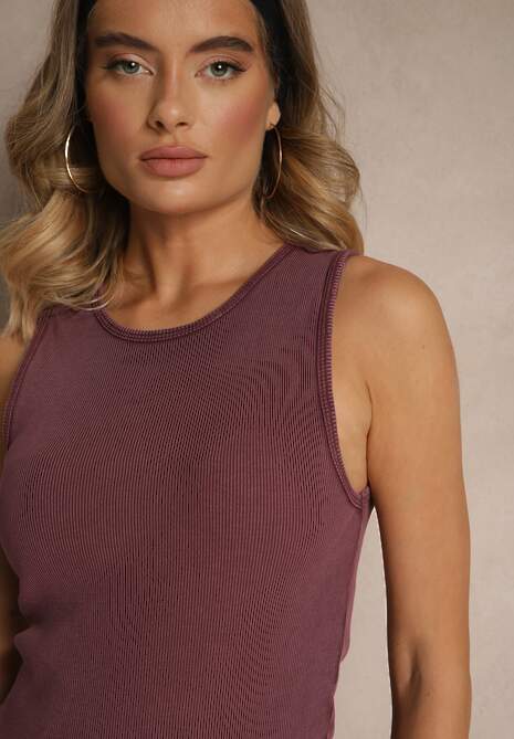 Fioletowa Prążkowana Sukienka z Bawełny Typu Bodycon Ralithia 5