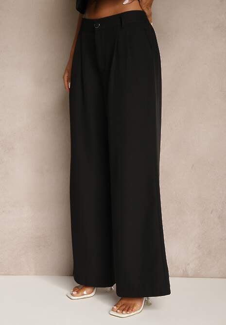 Czarne Spodnie o Szerokim Kroju High Waist Dolarenna 4