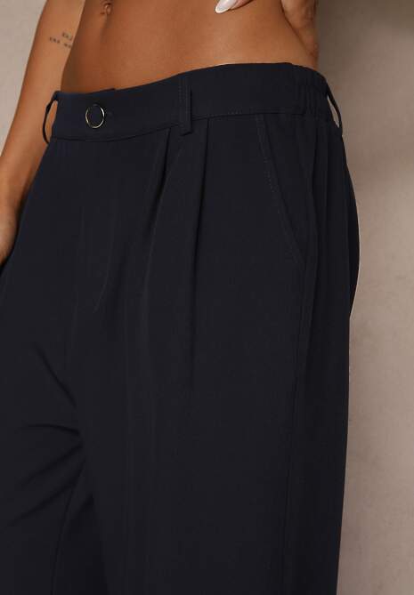 Granatowe Spodnie o Szerokim Kroju High Waist Dolarenna 5