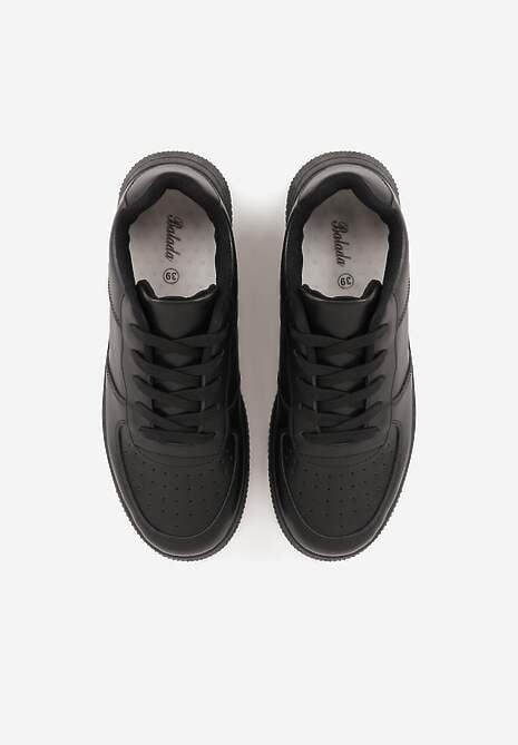 Czarne Kultowe Sneakersy na Grubej Podeszwie z Perforacją na Nosku Lissina 6