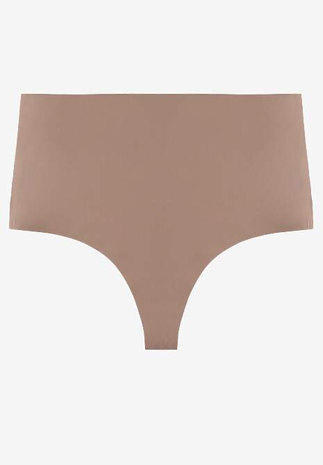 Beżowe Bezszwowe Majtki High Waist Kolunea