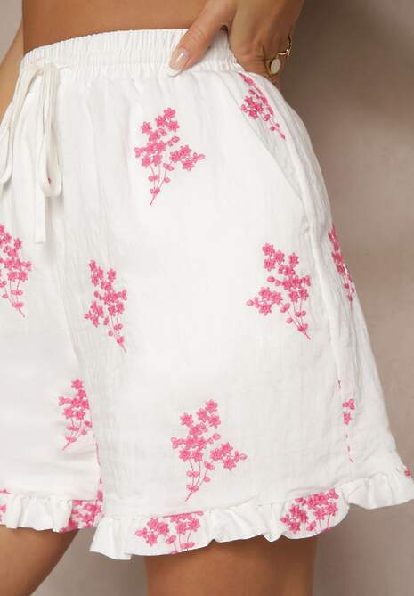 Fuksjowe Szorty z Wiskozą High Waist w Kwiaty Nilvella 5