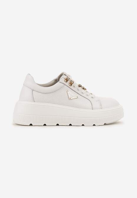 Białe Skórzane Sneakersy na Platformie Ozdobione Aplikacją Doliresa 4