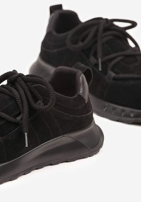 Czarne Zamszowe Sneakersy z Wkładką ze Skóry Naturalnej Dolavienne 6