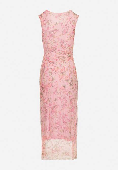 Różowa Sukienka Typu Bodycon w Kwiatowy Wzór Melavela 6