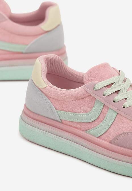 Różowe Sneakersy Typu Kultowe Tenisówki na Niskiej Platformie Olritia 6