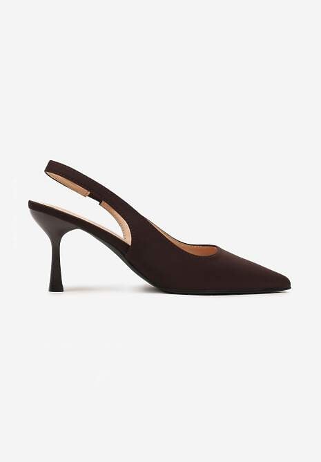 Brązowe Sandały na Szpilce Typu Slingback Melovelle 4