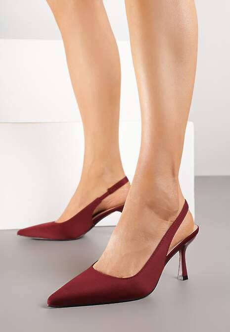 Bordowe Sandały na Szpilce Typu Slingback Melovelle