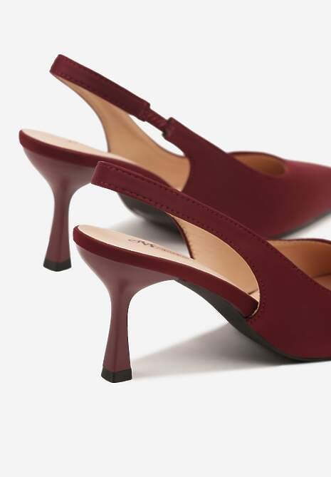 Bordowe Sandały na Szpilce Typu Slingback Melovelle 6