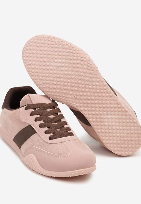 Różowo-Brązowe Sneakersy Ozdobione Tłoczeniem Halennesa 6