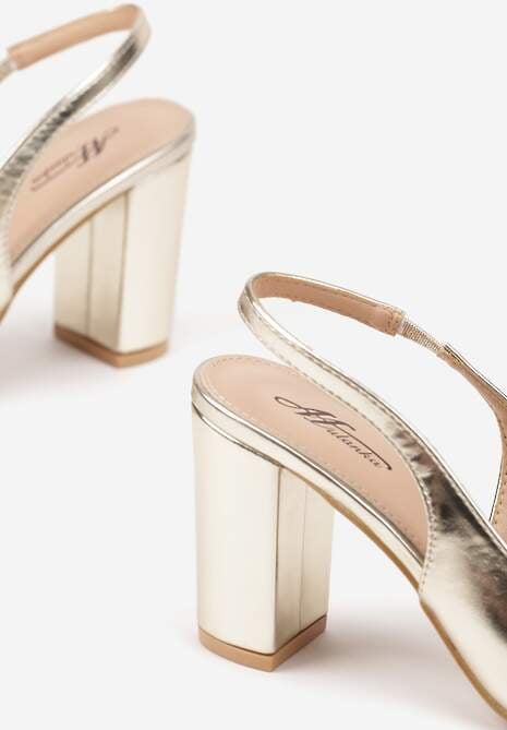 Złote Sandały na Słupku Slingback Halatia 6