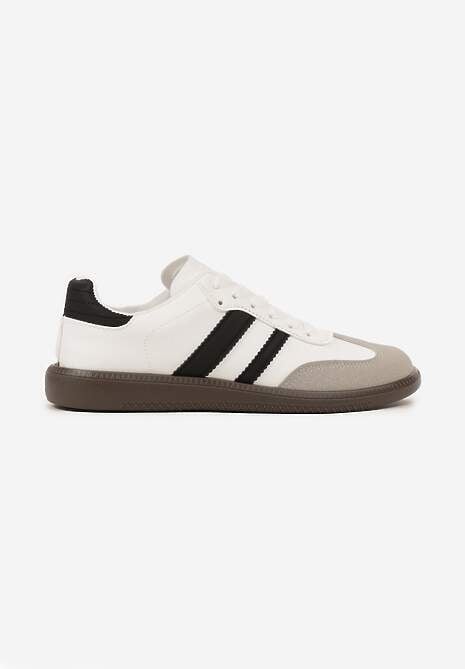 Białe Casualowe Sneakersy na Płaskiej Podeszwie z Paskami Jereria 4