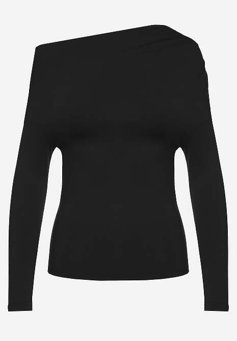 Czarna Bluzka Longsleeve Vices z Asymetrycznym Dekoltem Fertie 6