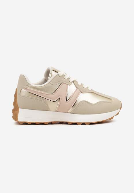 Złote Płaskie Sneakersy Ozdobione Geometrycznym Wzorem Rividi 4