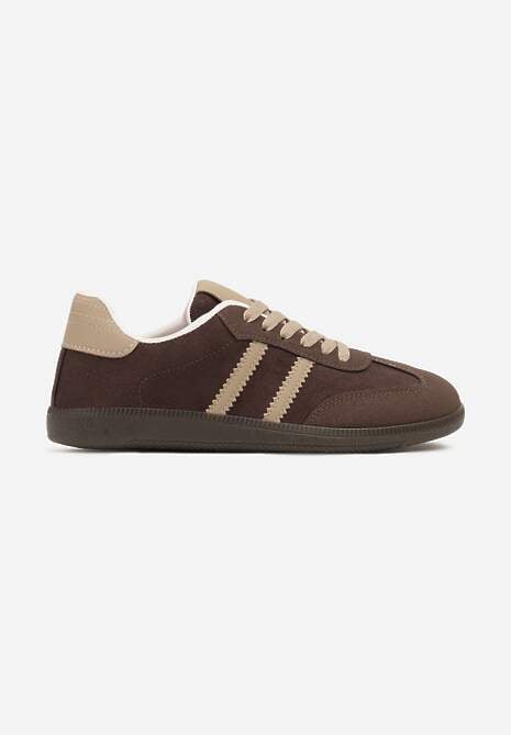Brązowe Casualowe Sneakersy z Ekozamszu na Płaskiej Podeszwie Pemeriana 4