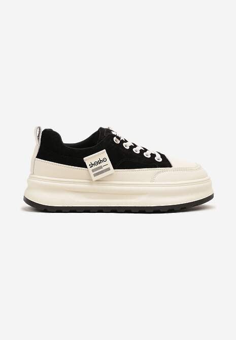 Czarne Sneakersy na Tłoczonej Platformie Ozdobione Napisami  Naliase 4