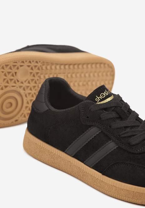 Czarne Sneakersy Tenisówki Ozdobione Paskami Halianea 6