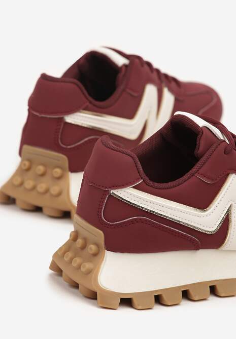 Bordowe Sneakersy Ozdobione Geometrycznym Motywem Annerie 6