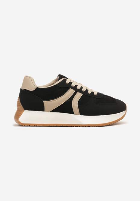 Czarne Sneakersy z Geometrycznym Wzorem Velwettia 4