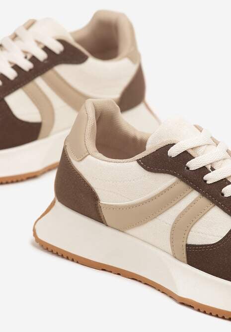 Brązowe Sneakersy z Geometrycznym Wzorem Velwettia 6