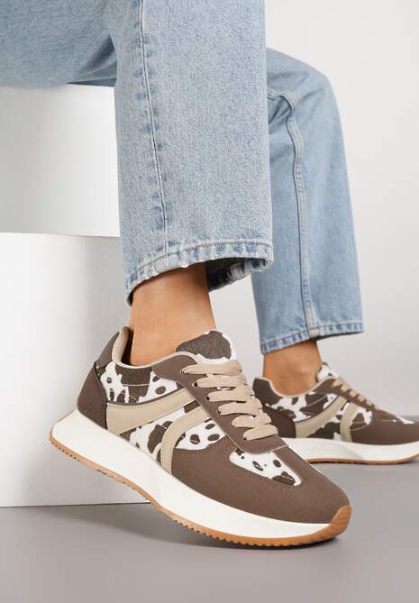 Czarno-Białe Sneakersy z Geometrycznym Wzorem Velwettia