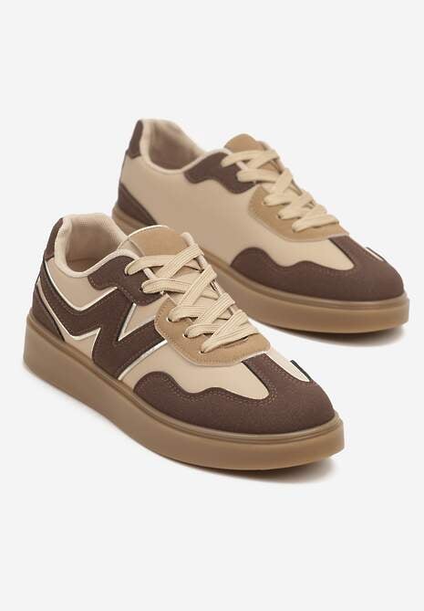 Brązowe Sneakersy Ozdobione Geometrycznym Motywem Benike 5