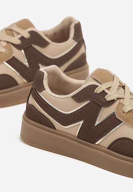 Brązowe Sneakersy Ozdobione Geometrycznym Motywem Benike 6