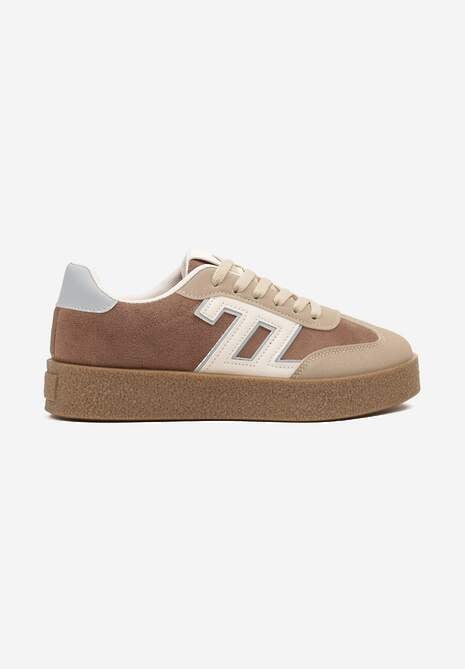 Brązowe Sneakersy Ozdobione Geometrycznym Motywem Lanelise 4