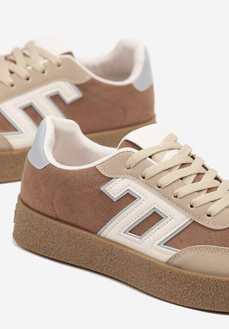 Brązowe Sneakersy Ozdobione Geometrycznym Motywem Lanelise 6