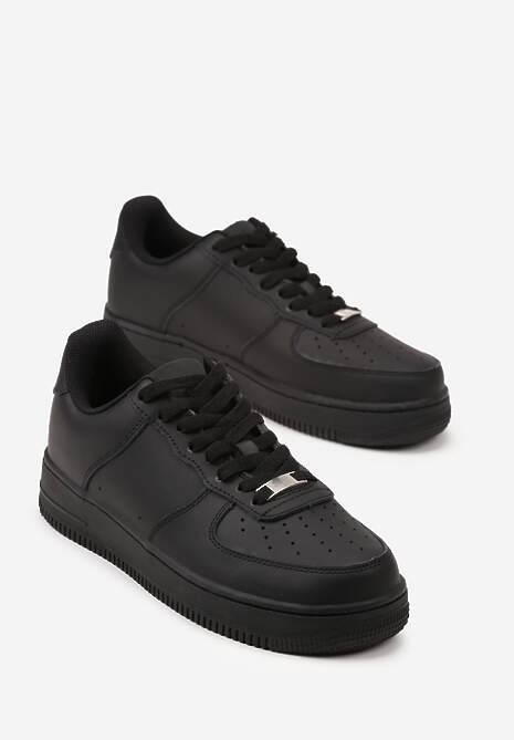 Czarne Sneakersy ze Skóry Naturalnej z Perforacją Rilarose 5