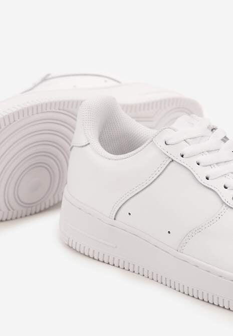 Białe Sneakersy ze Skóry Naturalnej z Perforacją Rilarose 6