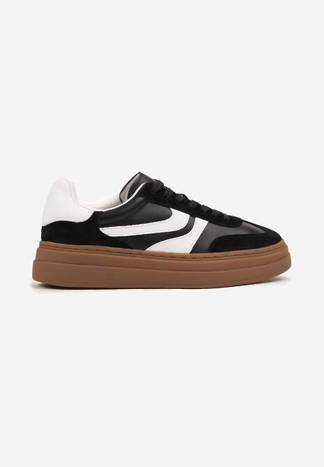 Czarne Zamszowe Sneakersy Tenisówki Ozdobione Geometrycznym Motywem Nalivette 4