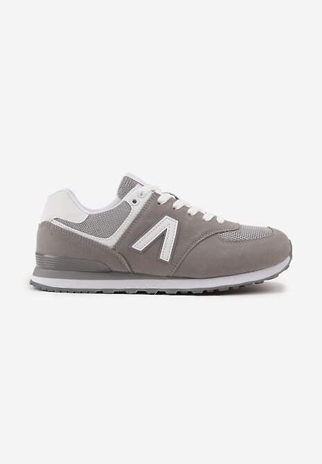 Szare Sneakersy Ozdobione Geometrycznym Motywem Rilenessa 4