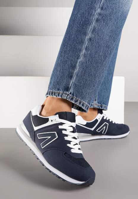 Granatowe Sneakersy Ozdobione Geometrycznym Motywem Rilenessa