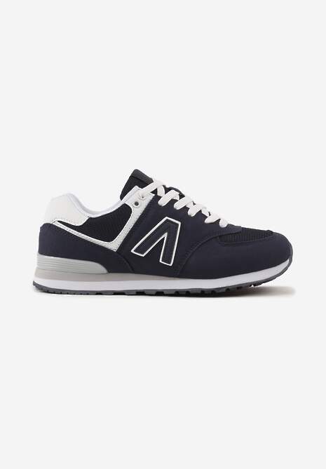 Granatowe Sneakersy Ozdobione Geometrycznym Motywem Rilenessa 4